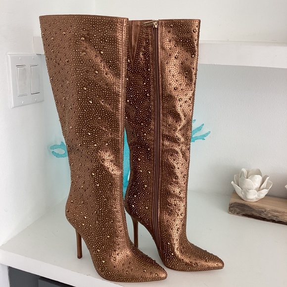 NEW Jessica Simpson Laurel Knee High Heel Boot Rhinestone Embellished 7.5M - Picture 4 of 12